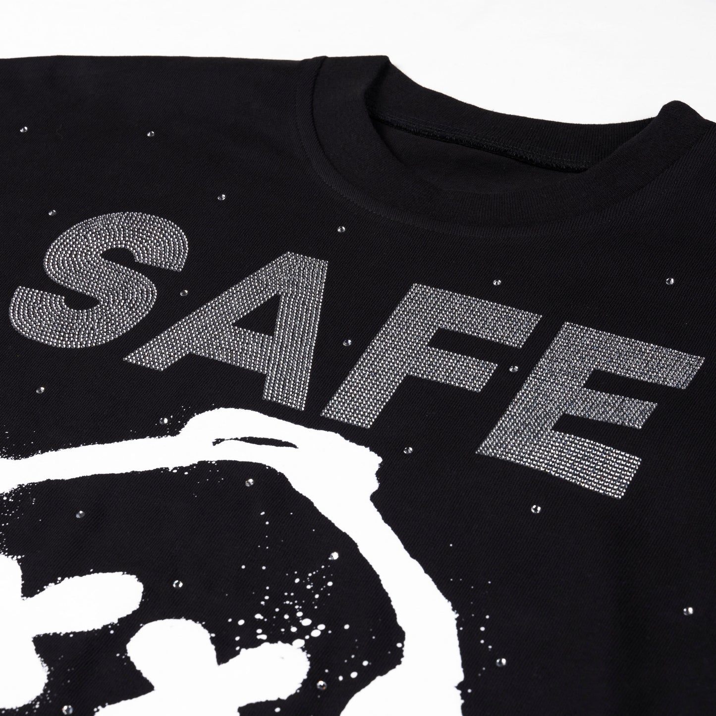 Rhinestone Graffiti Mask Tee (Black/Silver)