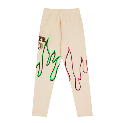 Airbrush Flame Athletics Sweatpants (Cream)