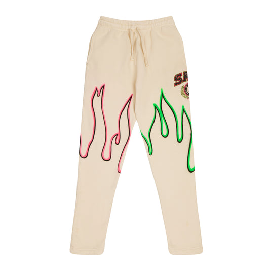 Airbrush Flame Athletics Sweatpants (Cream)