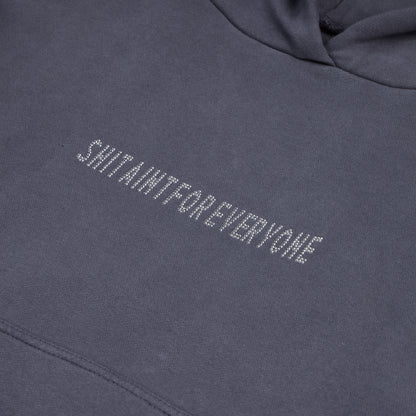 "Shit Ain't For Everyone" Rhinestone Hooded Sweatshirt (Grey)