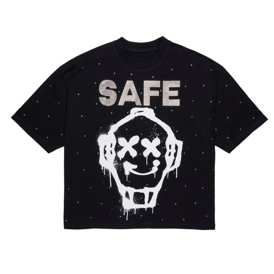 Rhinestone Graffiti Mask Tee (Black/Silver)