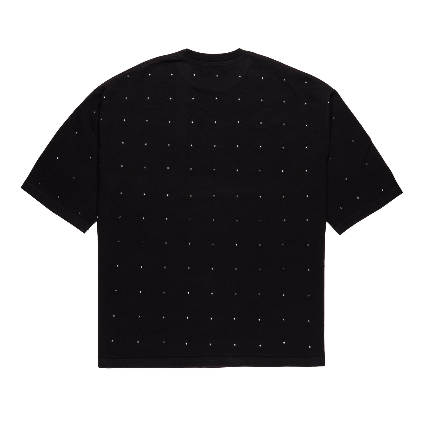 Rhinestone Slogan Tall Cut Off Sleeve Tee (Black)