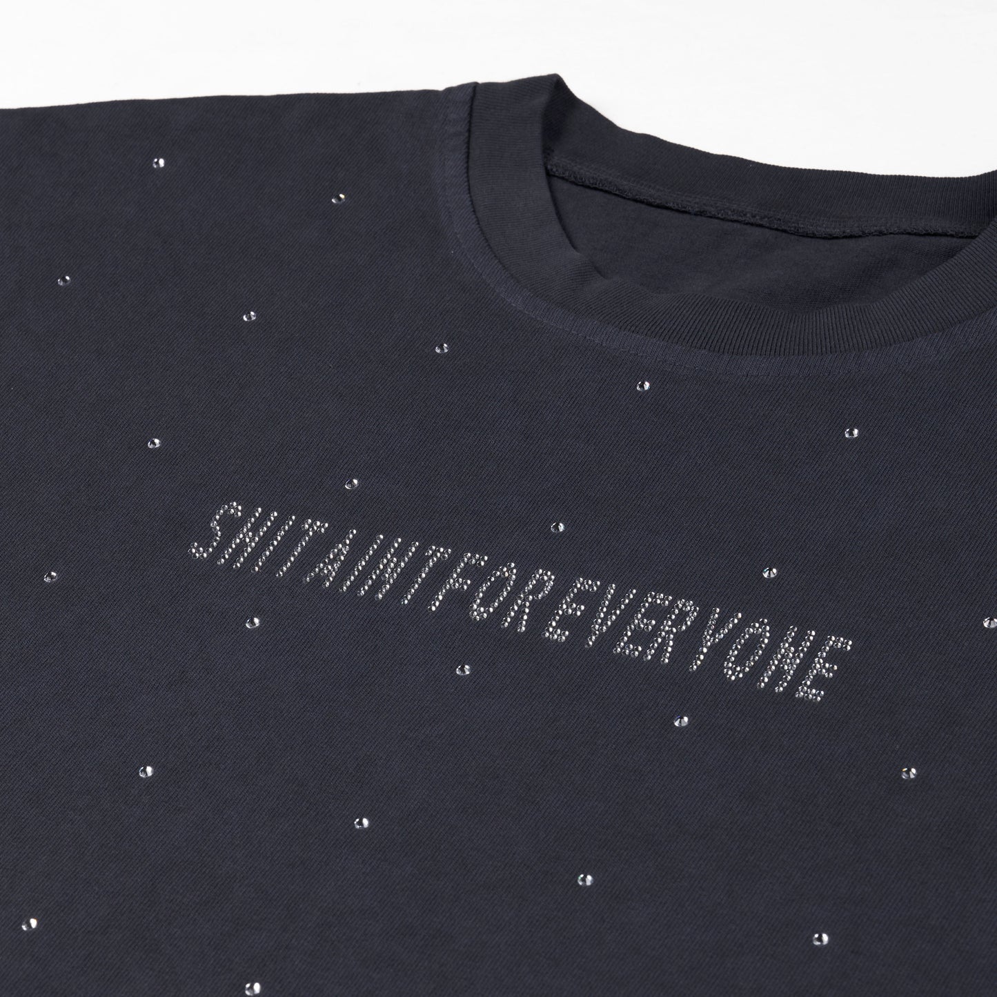Rhinestone Slogan Tall Cut Off Sleeve Tee (Grey)