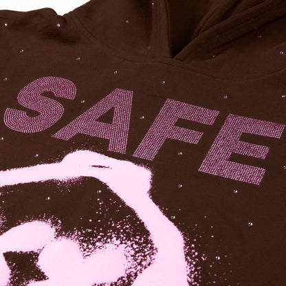 Rhinestone Graffiti Mask Hoodie (Brown/Pink)