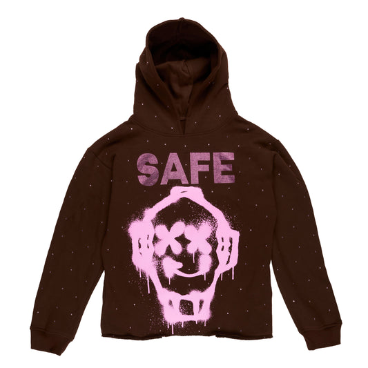 Rhinestone Graffiti Mask Hoodie (Brown/Pink)