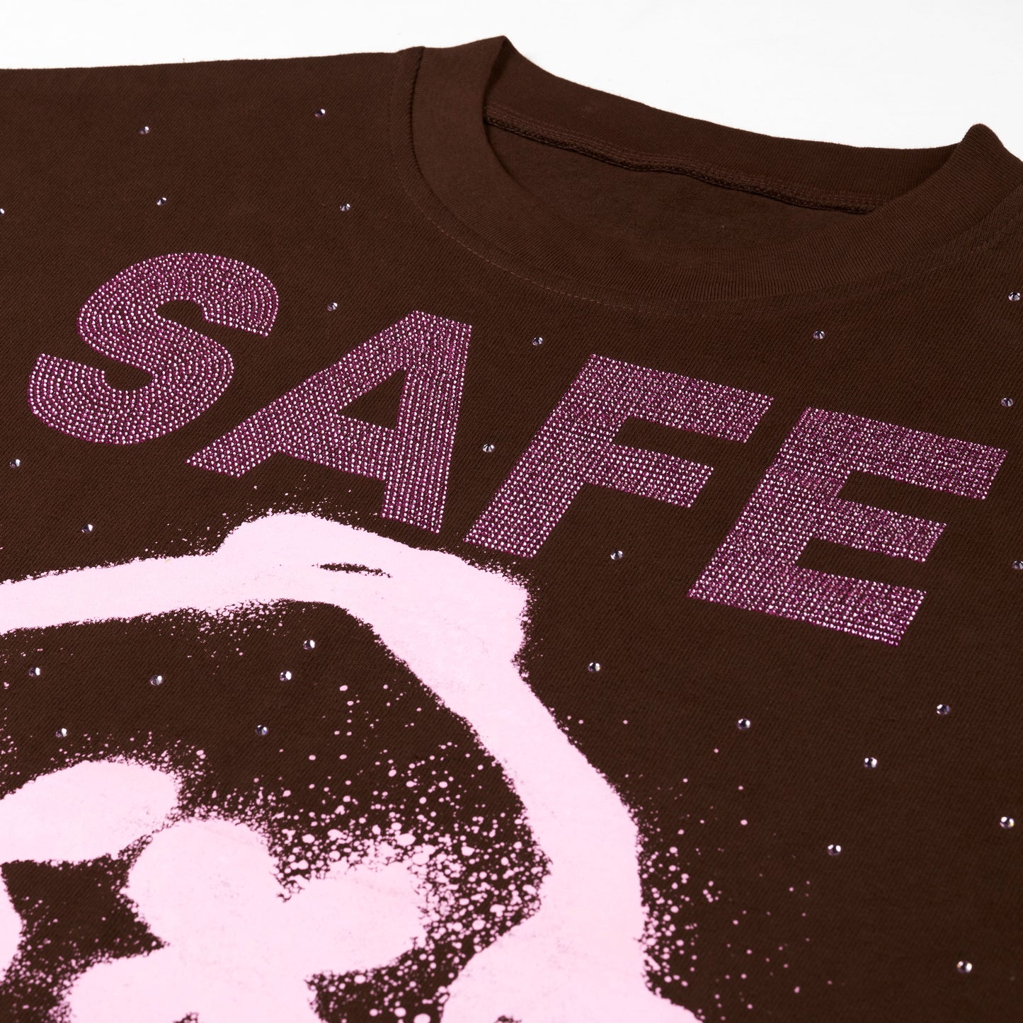 Rhinestone Graffiti Mask Tee (Brown/Pink)