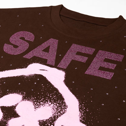 Rhinestone Graffiti Mask Tee (Brown/Pink)